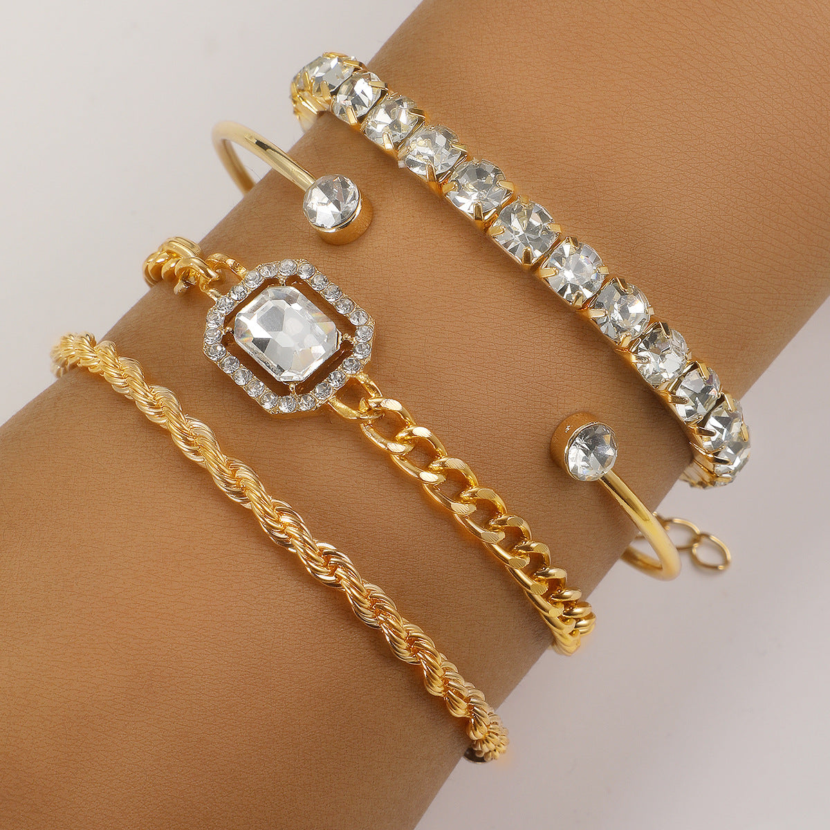 4-Piece Rhinestone Bracelet Set (photo 2)