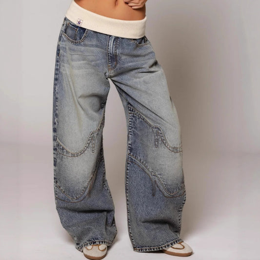 Women's Loose Straight-Leg Jeans with Pockets
