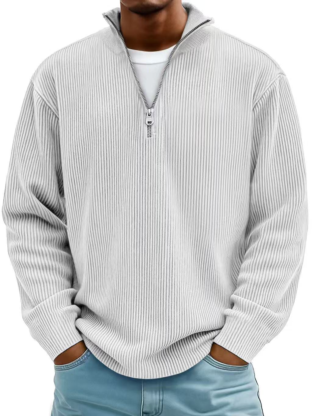 Men's Corduroy Zip Stand-Collar Pullover (photo 12)