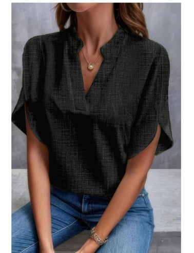 Women's V-Neck Short-Sleeve Chiffon Shirt (photo 15)