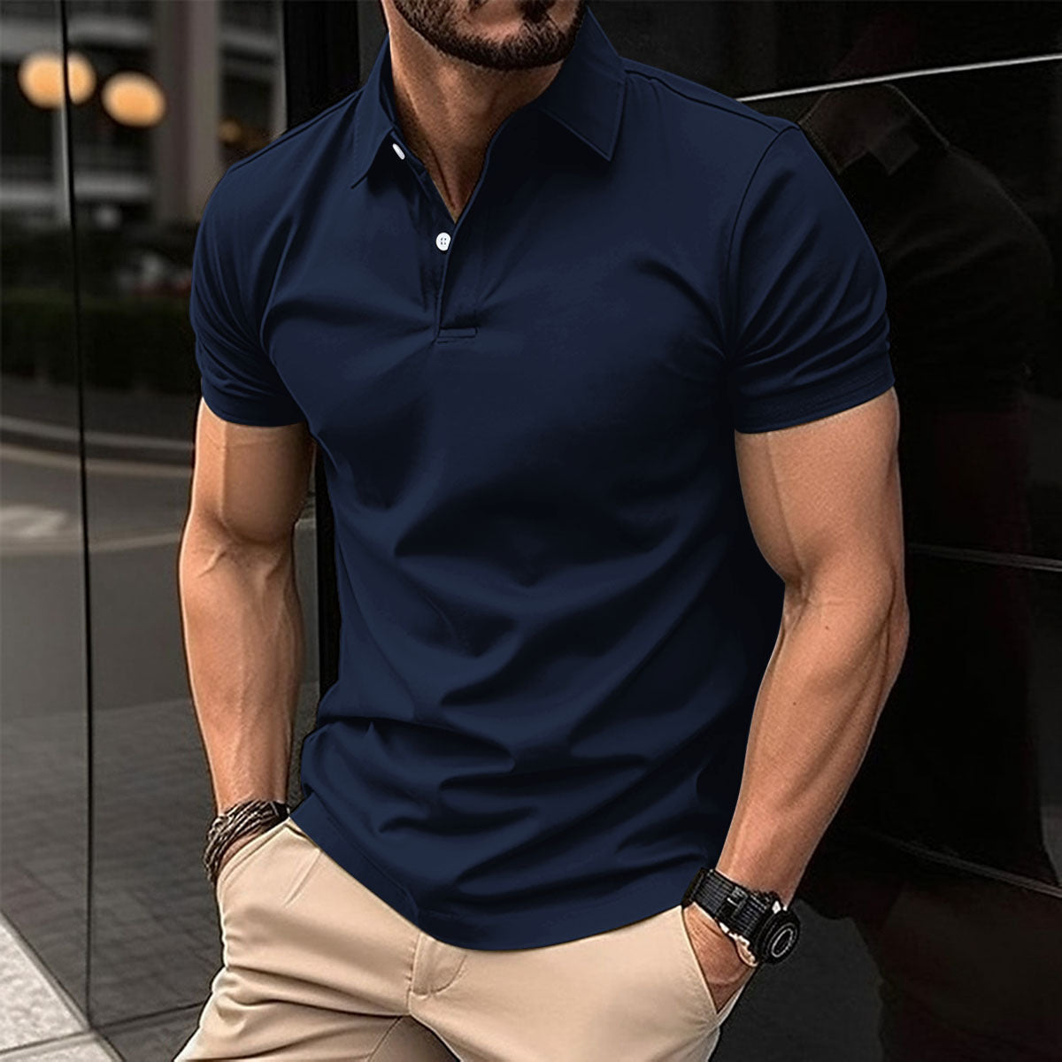 Men's Solid Short-Sleeve Polo Shirt (photo 2)