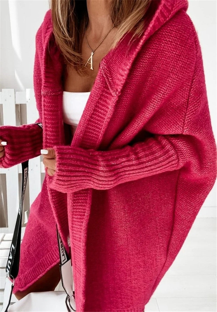 Women's Oversized Hooded Batwing Knit Cardigan (photo 14)
