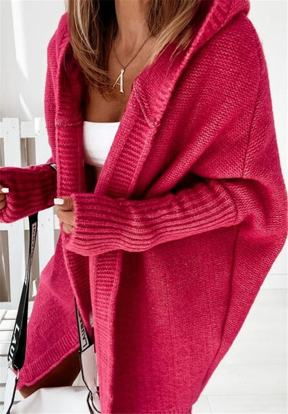 Women's Oversized Hooded Batwing Knit Cardigan (photo 14)