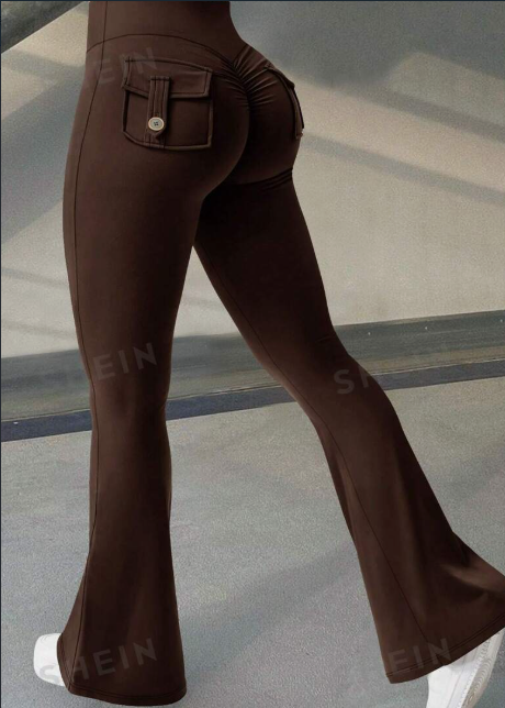 Women's High-Waist Flared Yoga Pants with Pockets (photo 8)