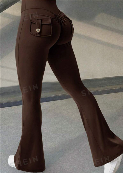 Women's High-Waist Flared Yoga Pants with Pockets (photo 8)