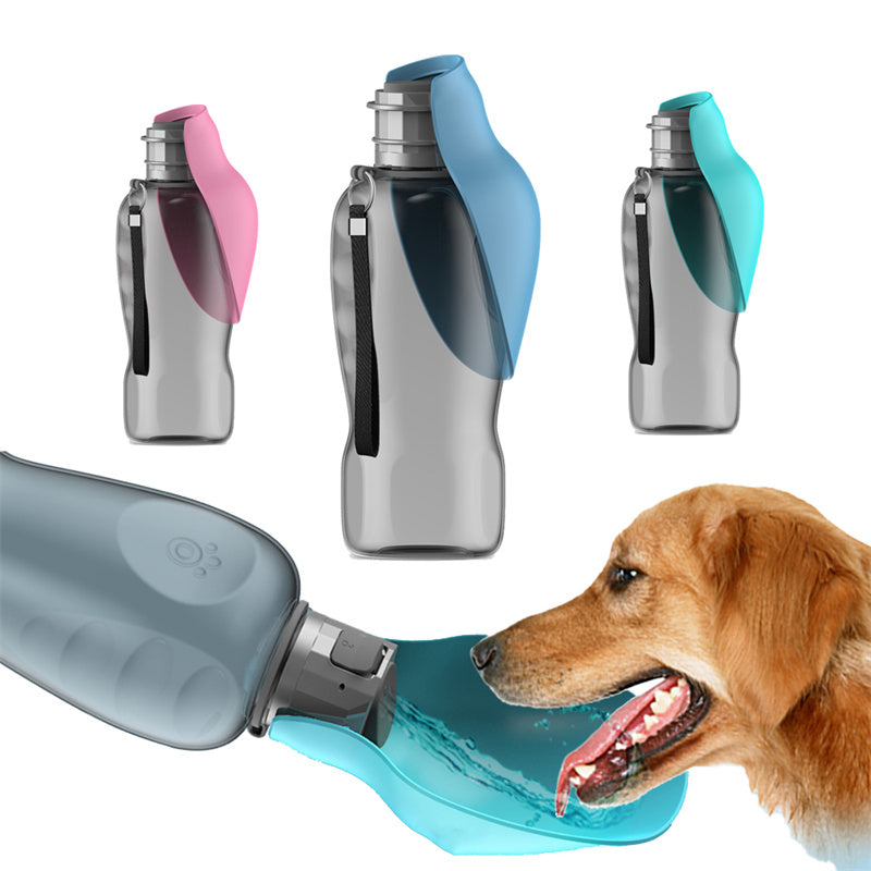 800 ml Portable Dog Water Bottle with Fold-Out Trough