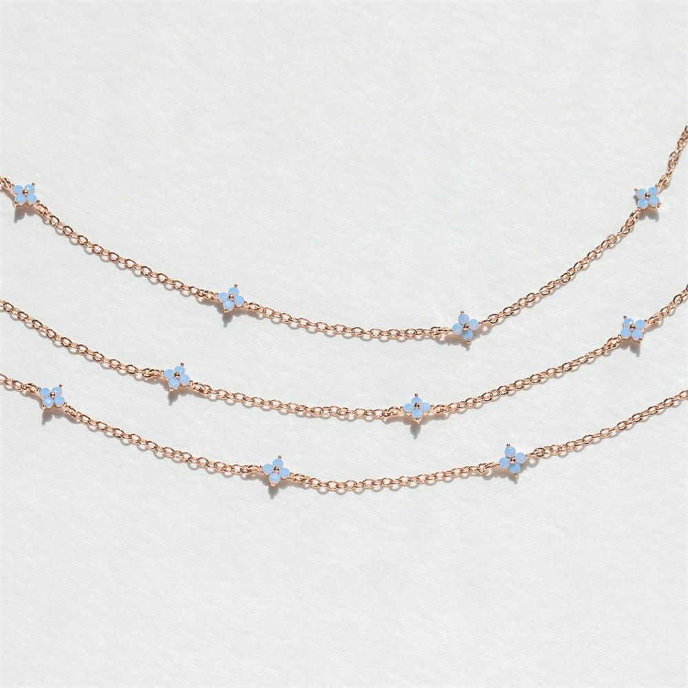 Dainty Flower Station Necklace, Gold or Silver Tone (photo 3)