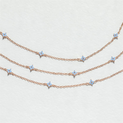 Dainty Flower Station Necklace, Gold or Silver Tone (photo 3)