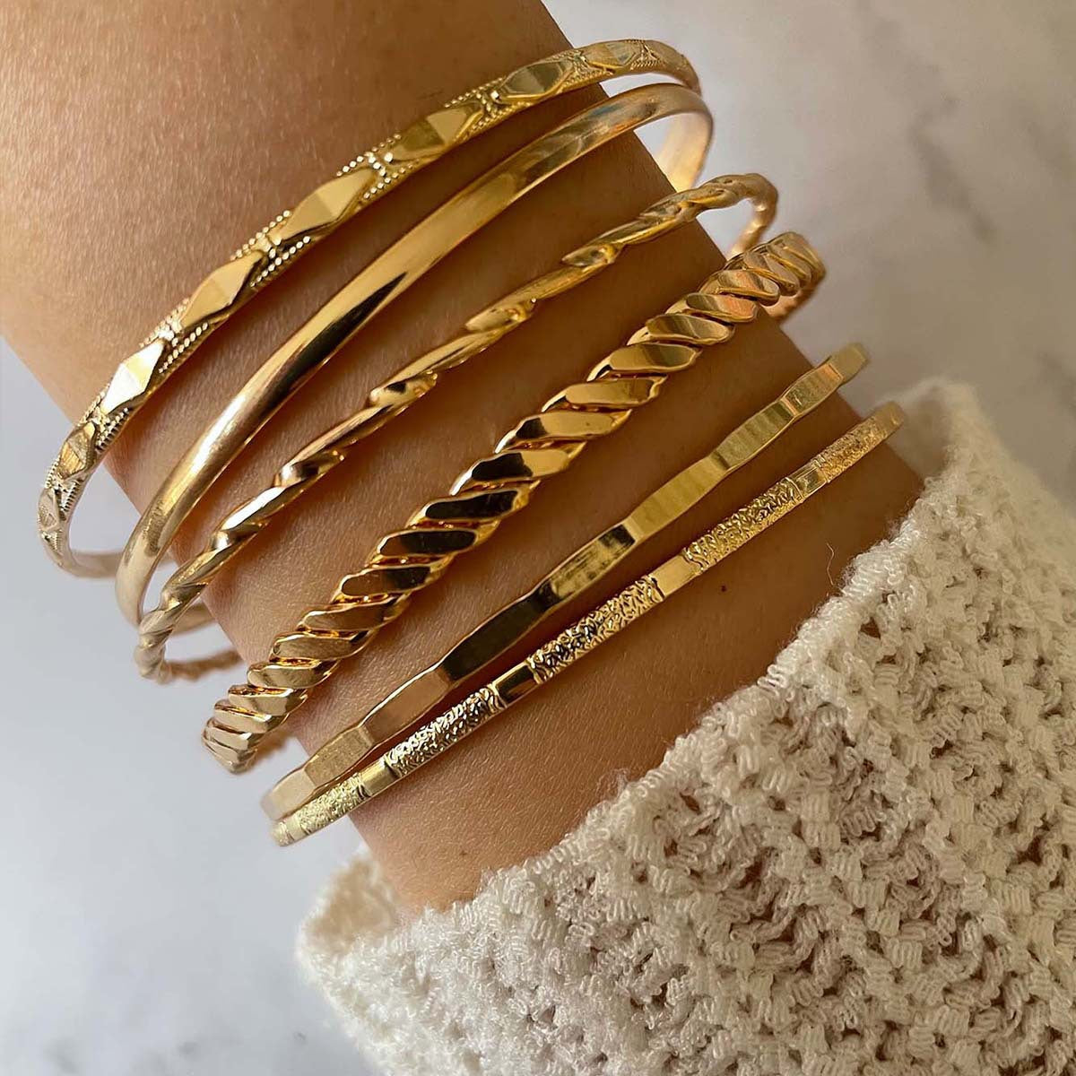 6-Piece Gold-Tone Chain Bracelet Set (photo 2)