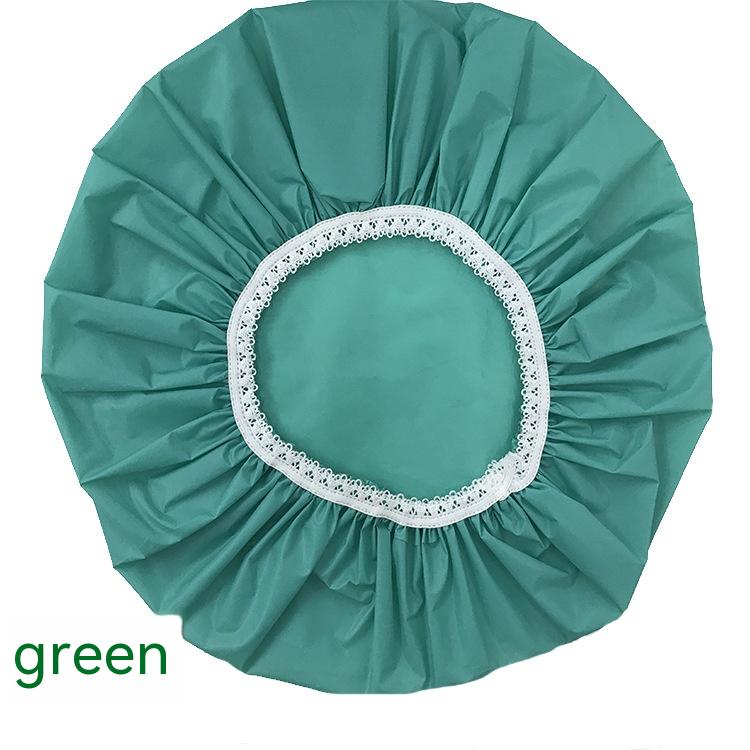 Water-Repellent Shower Cap with Elastic Band - Green (photo 3)