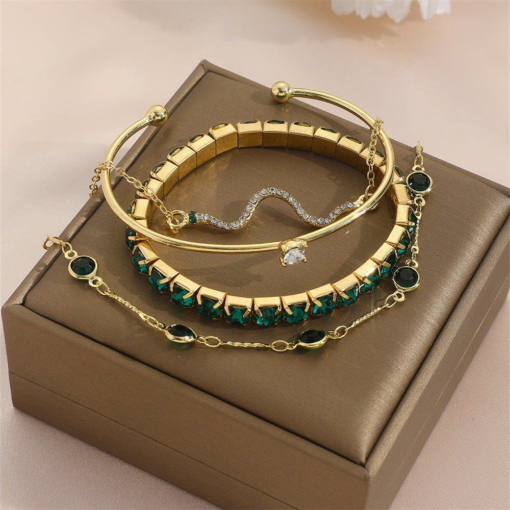 4-Piece Stretch Rhinestone Bracelet Set (photo 3)