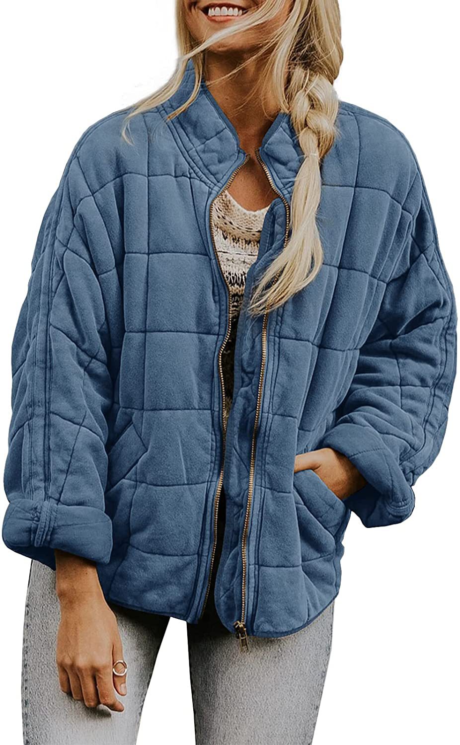 Women's Zip-Up Stand-Collar Jacket with Pockets (photo 10)