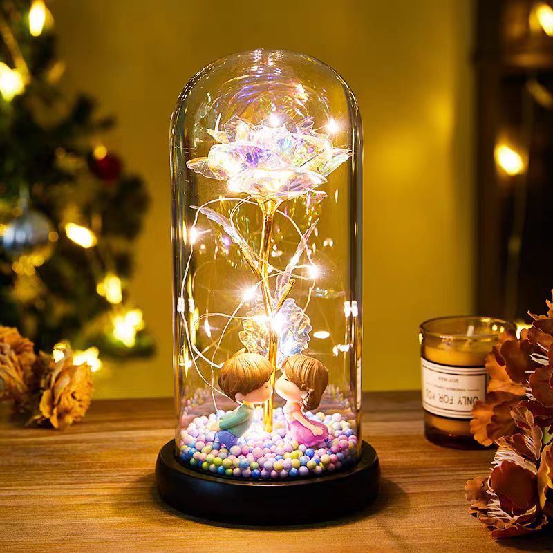 Foil Rose LED Light in Glass Dome, 22 x 11 cm (photo 10)