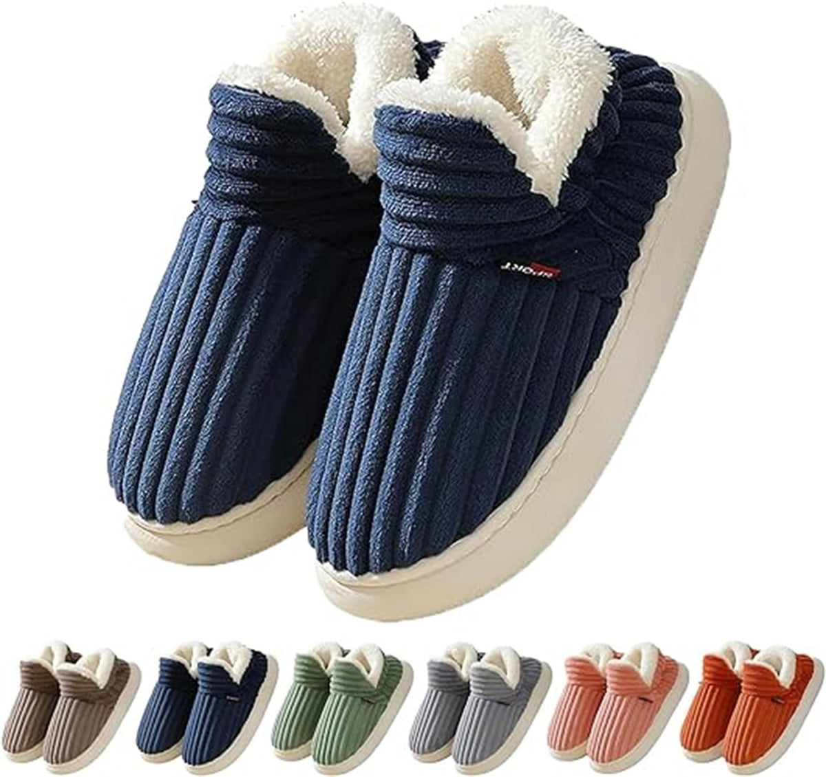 Striped Plush Winter House Slippers, Unisex (photo 17)