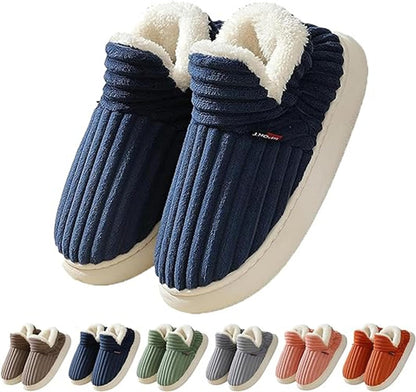 Striped Plush Winter House Slippers, Unisex (photo 17)