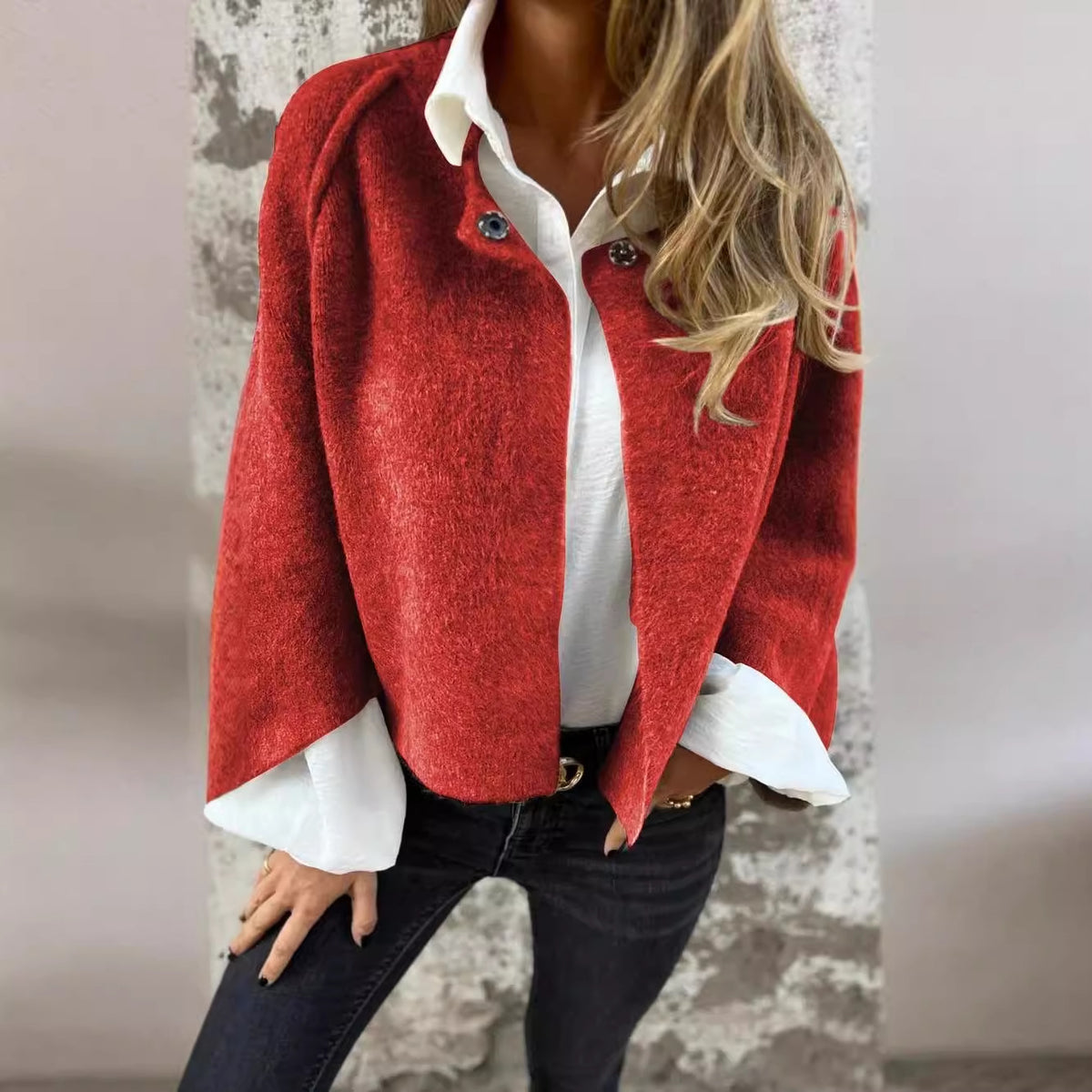 Women's Batwing-Sleeve Cropped Cardigan Jacket (photo 3)