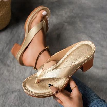 Women's Square-Heel Toe Post Slide Sandals (photo 6)