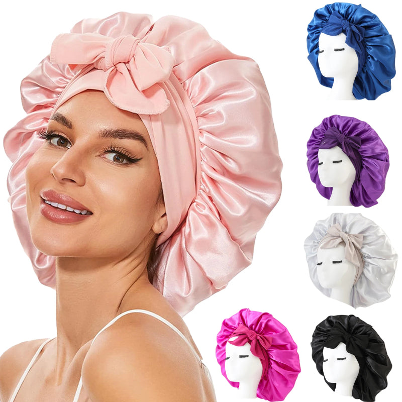 Satin Sleep Bonnet with Ribbon