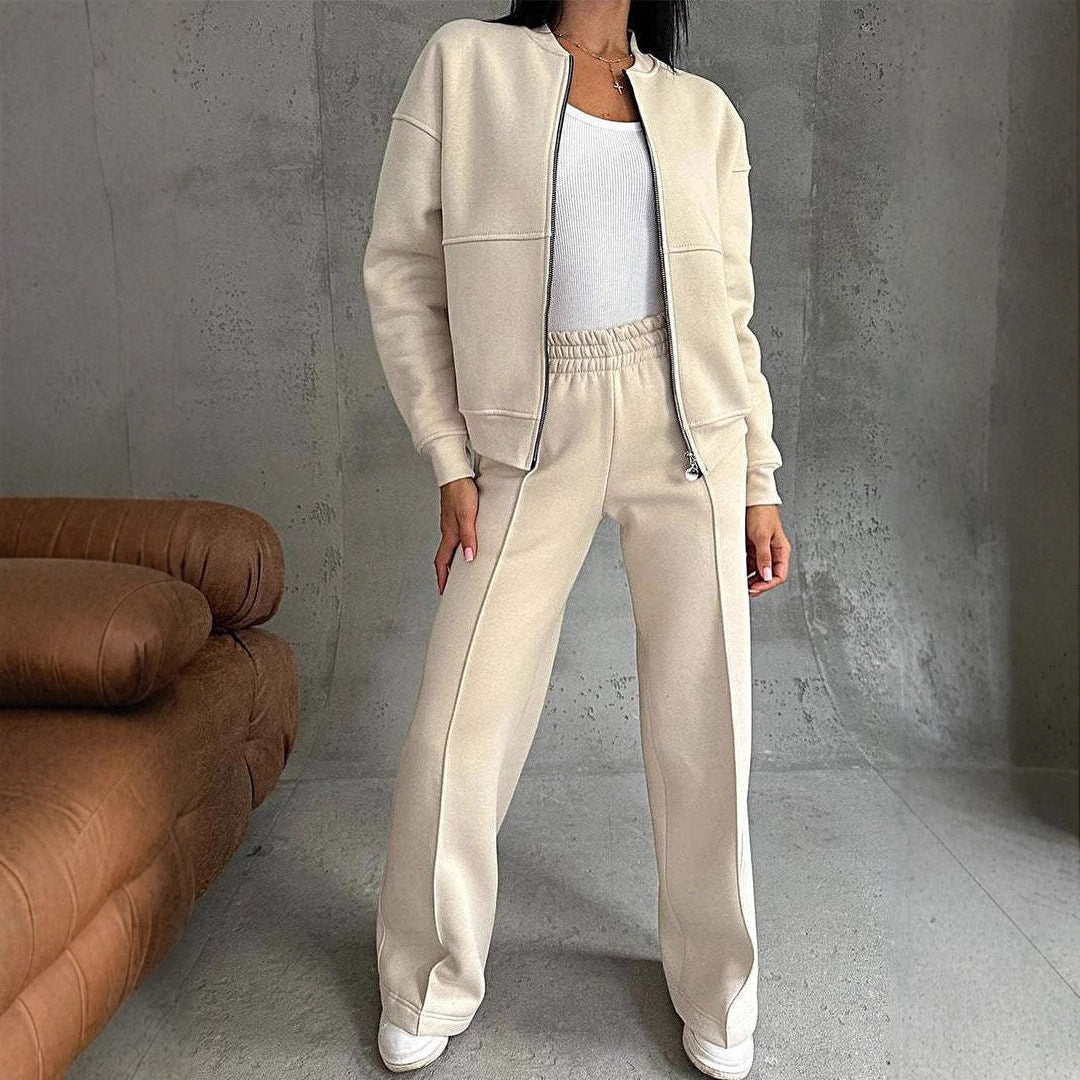 Women's Zip Jacket and Wide-Leg Pants Sports Set (photo 6)