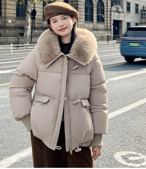 Women's Short Padded Jacket with Faux Fur Collar (photo 11)