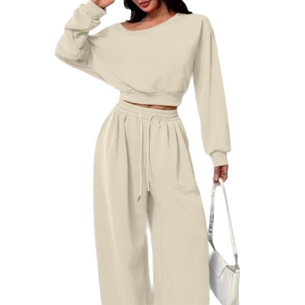 Women's One-Shoulder Sweatshirt and Tie-Waist Trousers Set (photo 6)