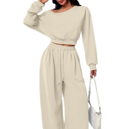 Women's One-Shoulder Sweatshirt and Tie-Waist Trousers Set (photo 6)