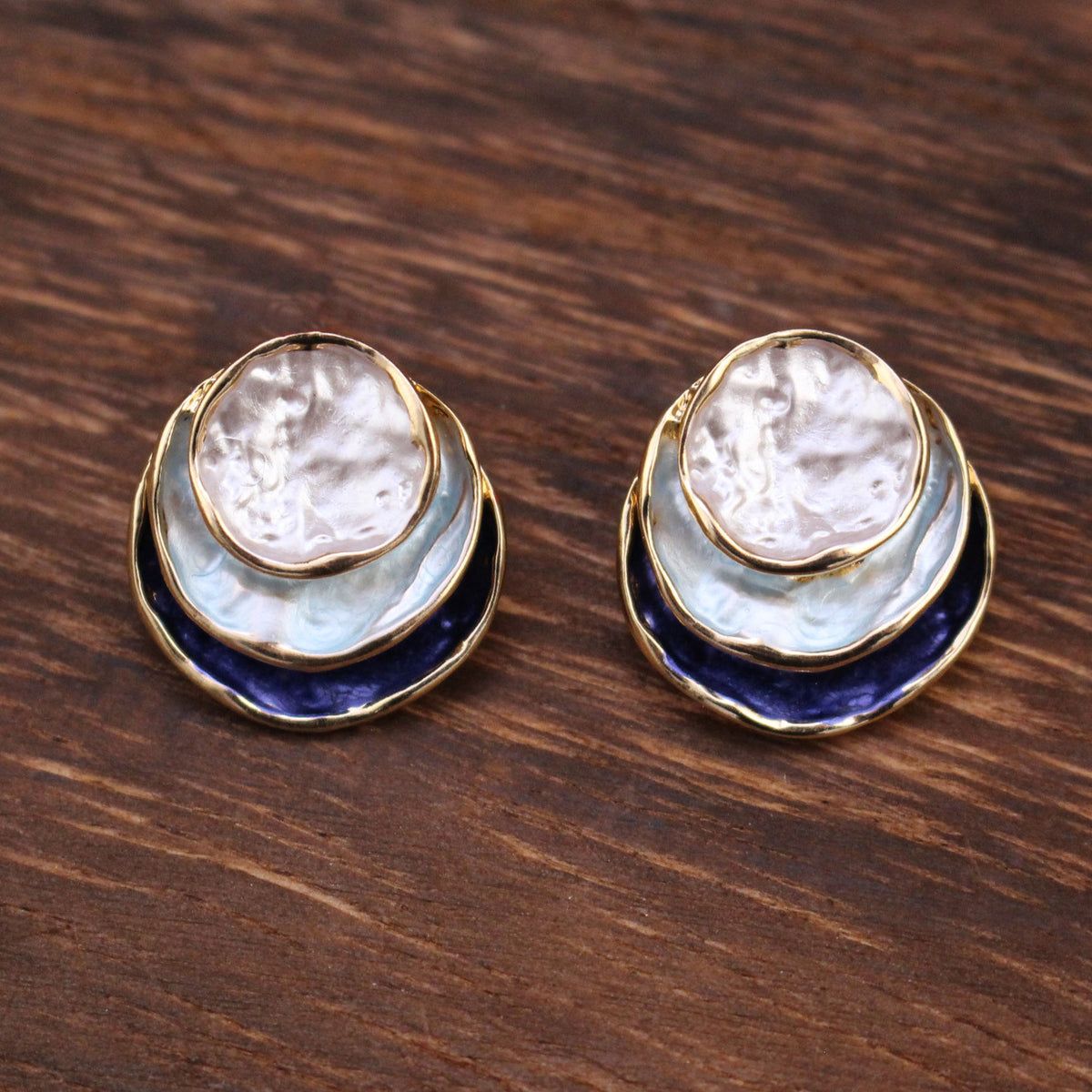 Enamel Round Geometric Earrings (photo 6)