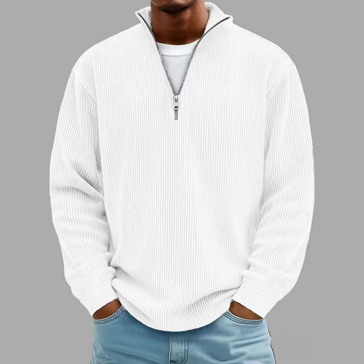Men's Corduroy Zip Stand-Collar Pullover (photo 2)
