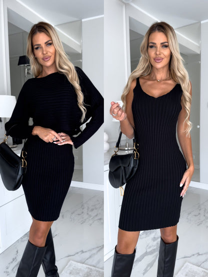 Women's Two-Piece Set: Long-Sleeve Top and Fitted Strap Skirt (photo 8)