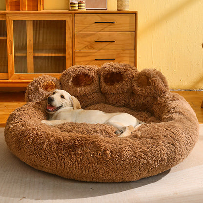 Round Plush Pet Bed for Dogs and Cats, 50 to 110 cm (photo 2)