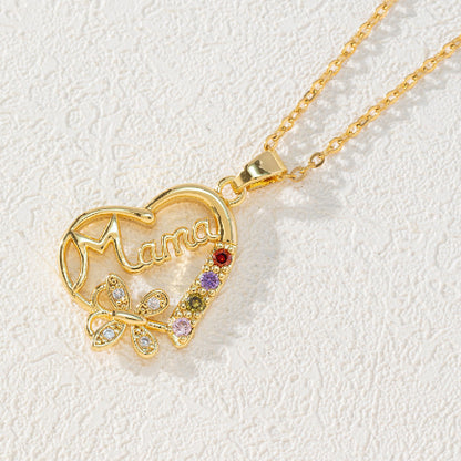 Love Mom Hollow Heart Rhinestone Ring (photo 10)