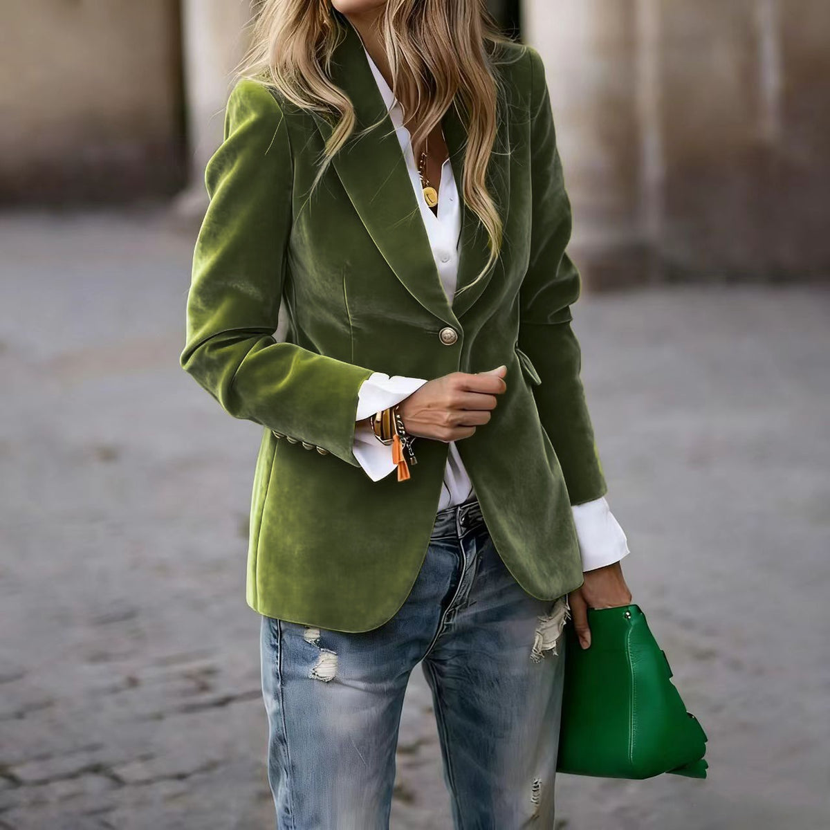 Women's Slim-Fit Velvet Blazer (photo 15)