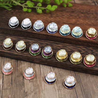 Enamel Round Geometric Earrings (photo 4)