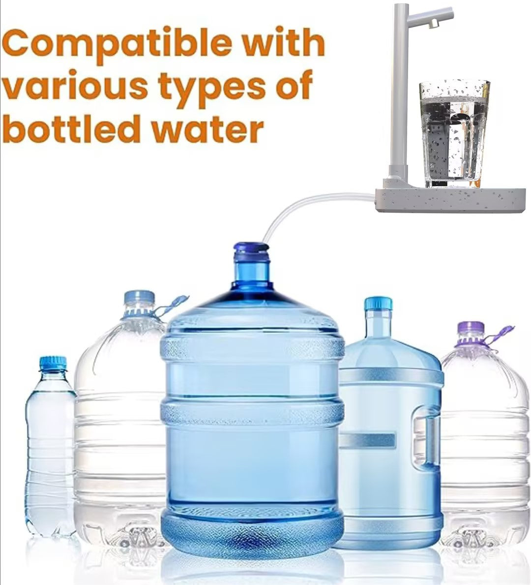 Rechargeable Electric Water Bottle Pump with Stand and Extension Tube (photo 8)