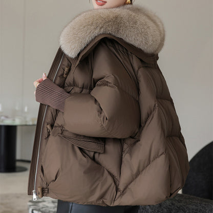 Women's Short Padded Jacket with Faux Fur Collar (photo 5)