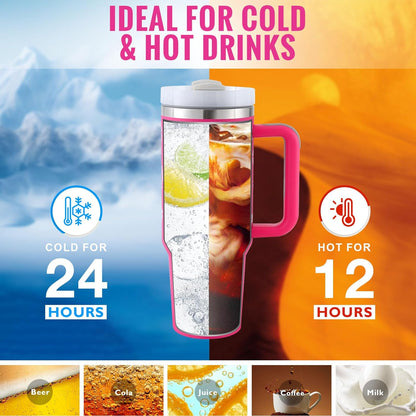 40 oz Insulated Stainless Steel Tumbler with Handle, Lid and Straw (photo 3)