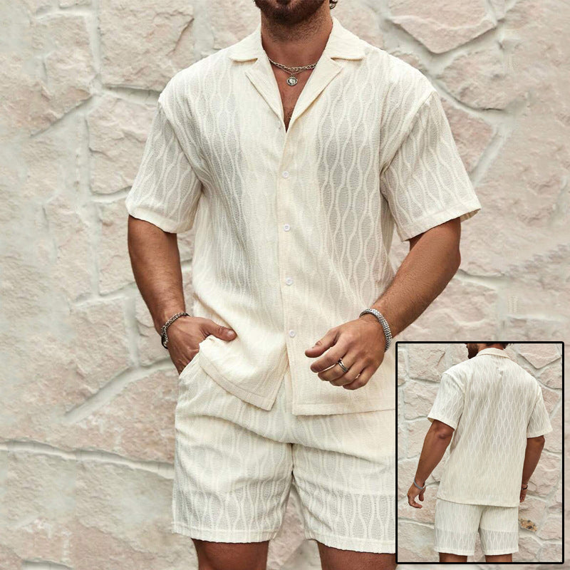 Men's Lapel Short-Sleeve Shirt and Shorts Set