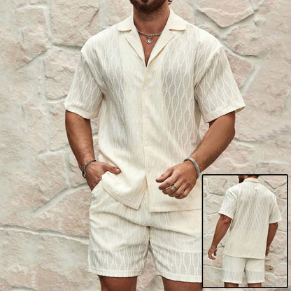 Men's Lapel Short-Sleeve Shirt and Shorts Set