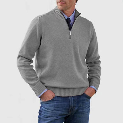 Men's Stand-Collar Zip Knit Sweater (photo 2)