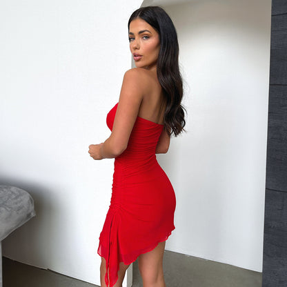 Women's Strapless Split Mini Dress (photo 3)