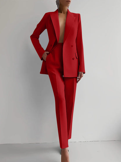Women's Single-Breasted Jacket and Slim Trousers Suit (photo 11)