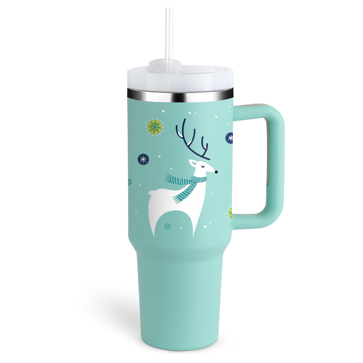 40 oz Insulated Stainless Steel Tumbler with Handle, Lid and Straw (photo 12)
