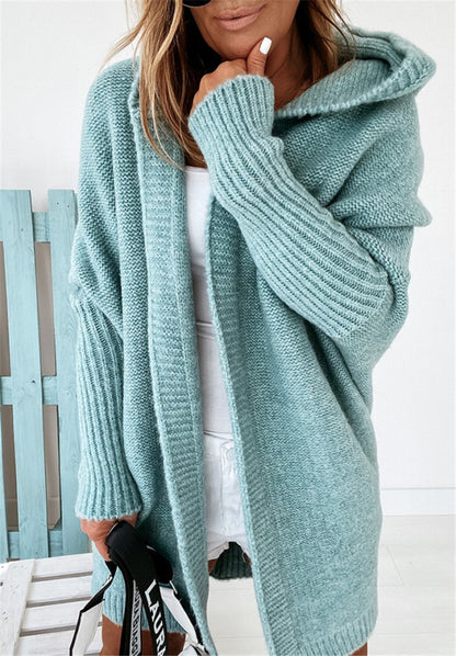 Women's Oversized Hooded Batwing Knit Cardigan (photo 11)