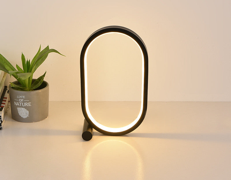 Oval Ring LED Table Lamp, USB, Touch, Button or Remote Control – Black