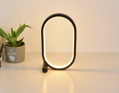 Oval Ring LED Table Lamp, USB, Touch, Button or Remote Control – Black