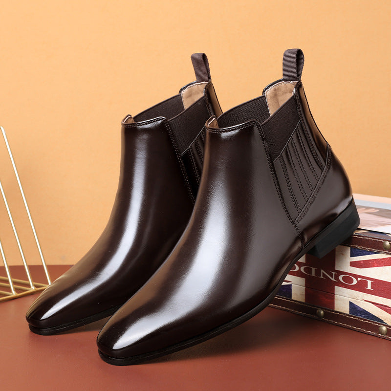 Men's Pointed-Toe Chelsea Boots with Block Heel (photo 7)