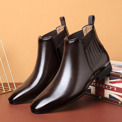 Men's Pointed-Toe Chelsea Boots with Block Heel (photo 7)