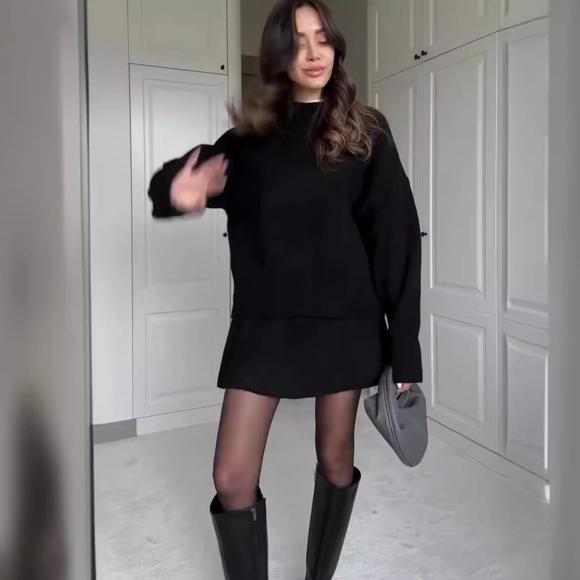 Women's Knit Sweater and Mini Skirt Set (photo 7)