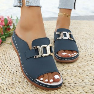 Women's Chain-Detail Platform Wedge Slides (photo 12)