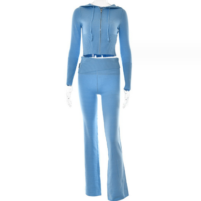 Women's Zip-Up Hoodie and High-Waist Pants Set (photo 24)
